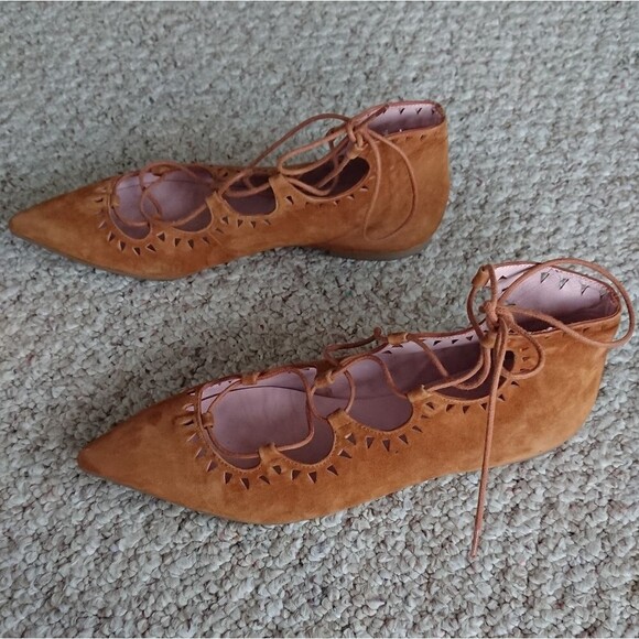 PRETTY BALLERINAS pointy toe Lace-up ballerina size 38.5 - Picture 1 of 12
